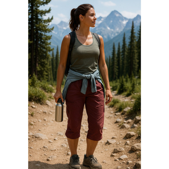 Eddie Bauer Pants - Eddie Bauer First Ascent Women’s Outdoor Hiking Pants Size 6 Burgundy Nylon Span